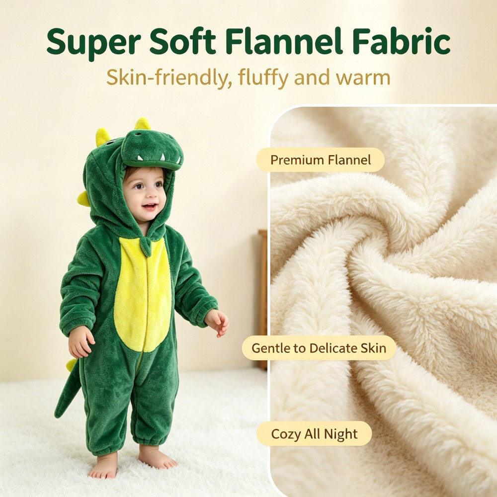 Kids Cartoon Animal Flannel On - Baby Sleep Suit recension och pris